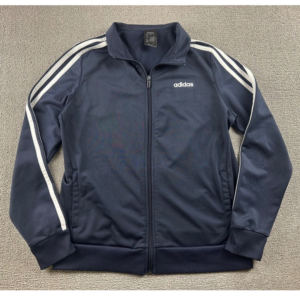 Adidas Essentials Full Zip Jacket Women‎ L Blue Essentials Tricot Slim Sporty